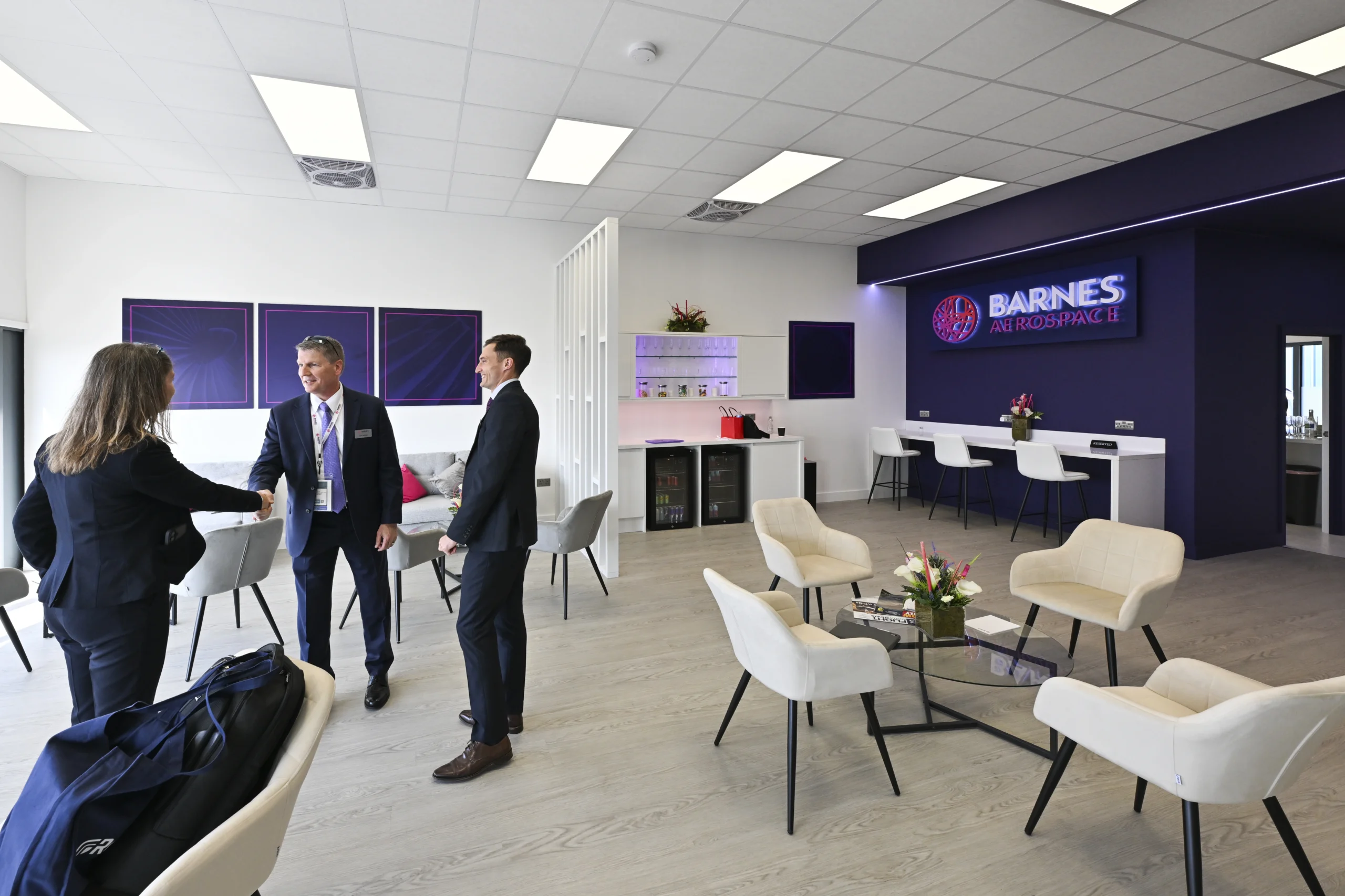 Barnes Aerospace exhibition stand with reception, hospitality and meeting space at Farnborough International Airshow 2026
